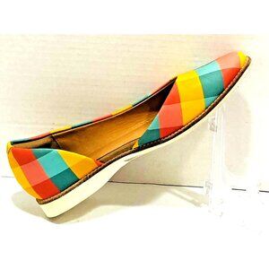 Rollie Checked Plaid Ballet Flats Shoes Women's 37 US 6.5 Cut-Out Nordstrom $139